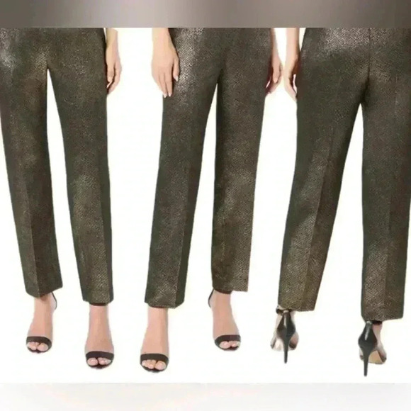 🆕Anne Klein Jaquard  Metallic Crop Pants - Picture 4 of 15